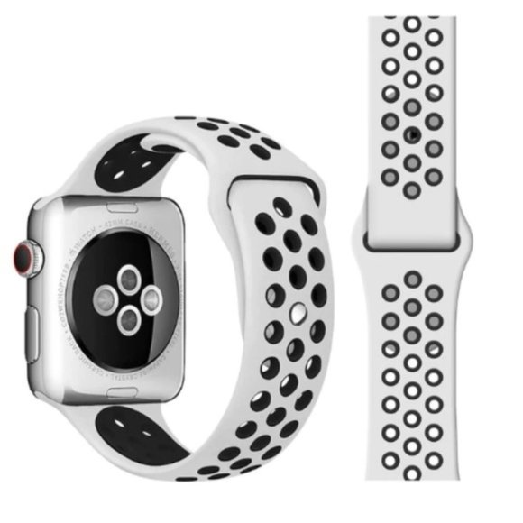 Apple Accessories - NEW[BAND] White-BK Sport Silicone For Apple Watch